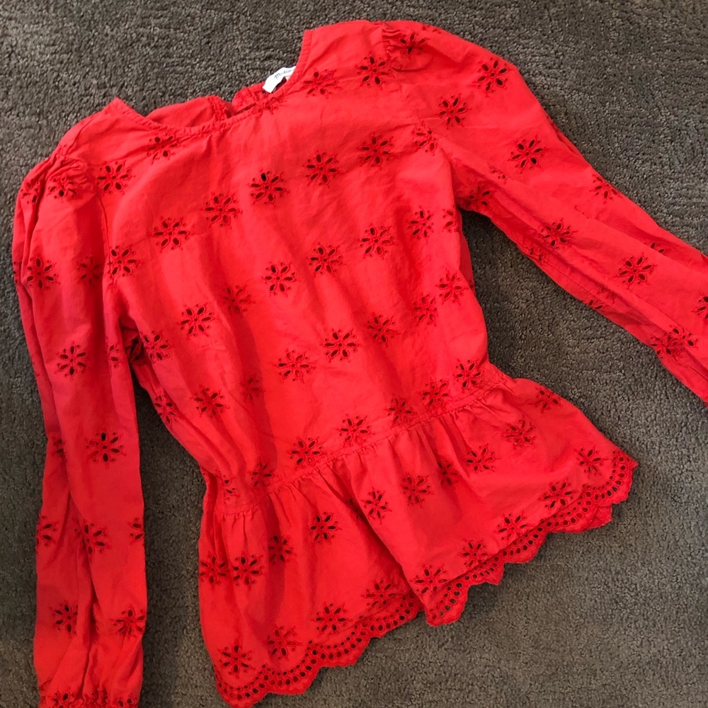 Red Peplum Madewell Blouse